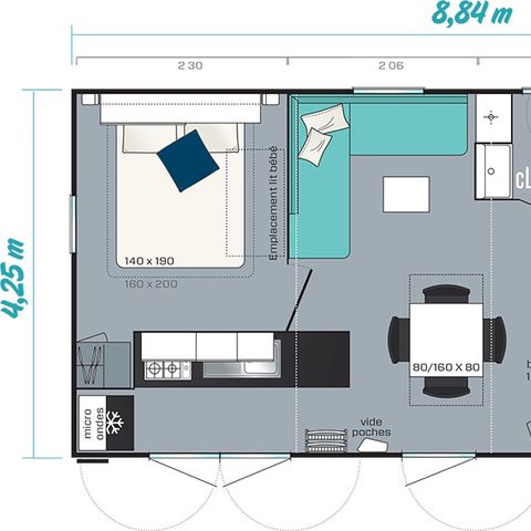 STACARAVAN 6 personen - Mobile-home | Comfort XL | 3 slaapkamers | 6 pers | Verhoogd terras | Airconditioning | TV