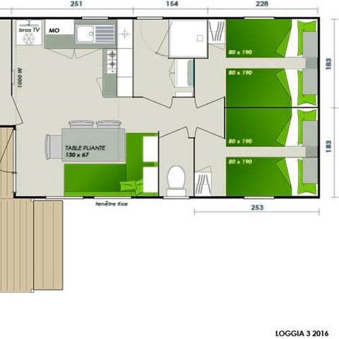 BUNGALOW 6 personnes - Comfort | 3 Ch. | 6 Pers. | Terrasse simple | Clim.