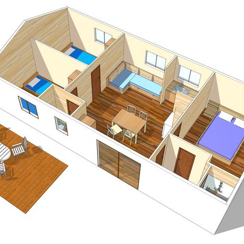 MOBILHOME 6 personas - Clásico | 3 Dormitorios | 6 Pers. | Terraza Pequeña