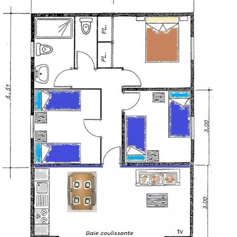 Villa 8 persons - Villa Cottage 4 Rooms 6/8 People Air-conditioned + TV