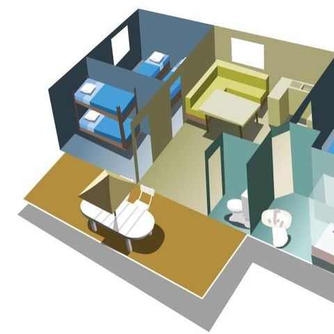 Mobile home 6 persons - 3 air-conditioned rooms by the river (33 m²) n°3 to 5