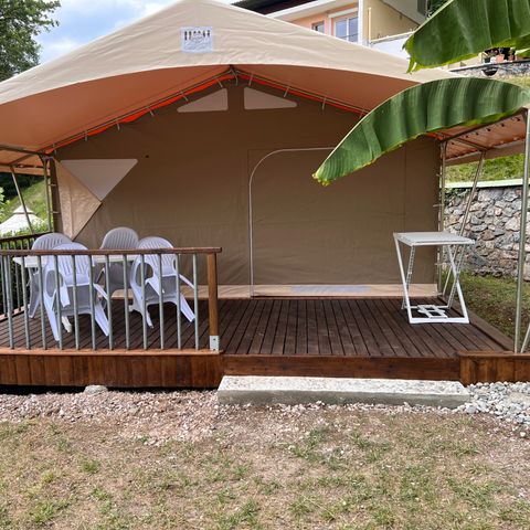 TENTE TOILE ET BOIS 4 personnes - Lodge avec Terrasse