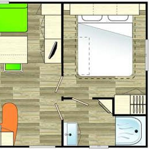MOBILHEIM 4 Personen - Cottage Confort 29 m2 mit überdachter Terrasse