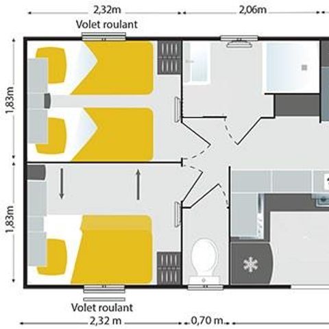 MOBILHOME 6 personnes - Cottage Family Prestige, 3 Chambres avec TV incluse