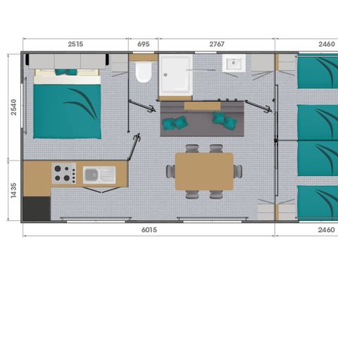 Stacaravan 6 personen - Cottage Semafoor 6p 3ch 1sdb