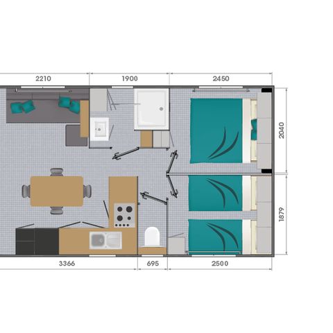 Mobile home 4 persons - Cottage Méditerranée 4p 2ch 1sdb