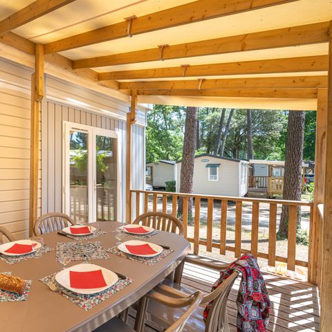 Mobilhome 6 personnes - Confort - TV - 3 chambres - -TV-terrasse couverte-plancha- 30m²