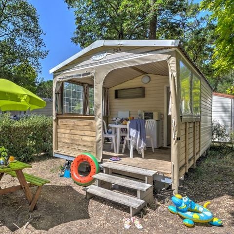 Bungalow toilé 5 personnes - Cabane Nature - 2 chambres-sans - Sanitaires-terrasse couverte-19m²-sans - TV