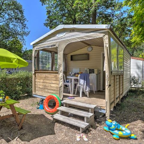 Bungalowzelt 5 Personen - Cabane Nature 2ch-ohne Sanitäranlagen-überdachte Terrasse-19m²-ohne TV