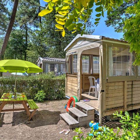 Bungalowzelt 5 personen - Cabane Nature 2ch-ohne Sanitäranlagen-überdachte Terrasse-19m²-ohne - TV