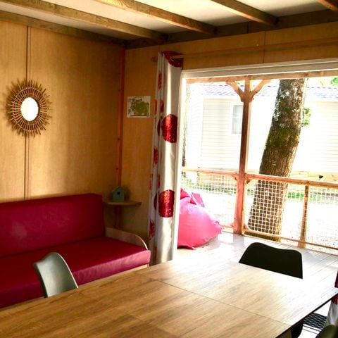 Chalet 7 personnes - Cottage Family - 3 chambres - PREMIUM - 32m²-Roselune-Clim-TV-lave-vaiss.-plancha-terrasse - XXL couverte