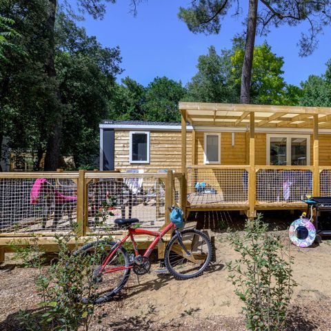 Mobilheim 8 Personen - Family 4ch-CLIM-überdachte XXL-Terrasse-TV-LV-Plancha-38m²| PREMIUM