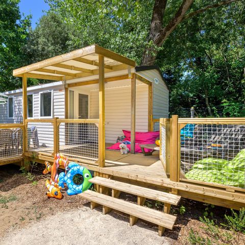 Mobilheim 6 Personen - Family 3ch-CLIM-überdachte XXL-Terrasse-TV-LV-Plancha-30m² | PREMIUM