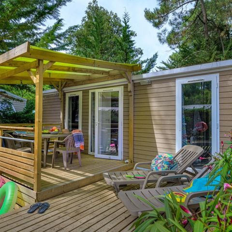 MOBILHOME 5 personnes - Premium PLUS 2ch-CLIM- 2 SDB-TV-LV-plancha-terrasse couverte-33m² | PREMIUM