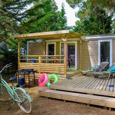 Stacaravan 5 personen - Premium PLUS 2bed-CLIM- 2bad-TV-LV-overdekt terras-33m² | PREMIUM