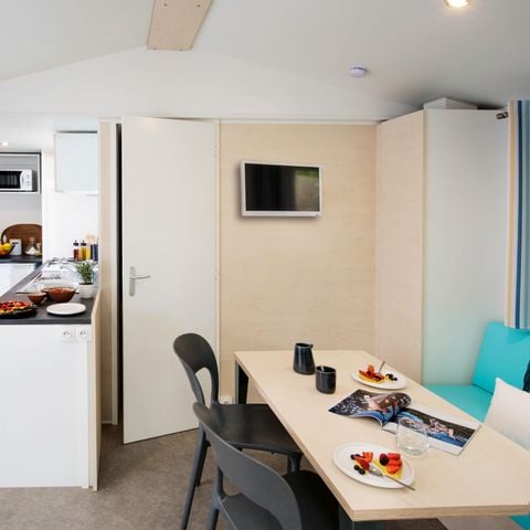 MOBILHOME 5 personnes - Family 2ch-CLIM-terrasse XXL couverte-TV-LV-plancha-28m² | PREMIUM