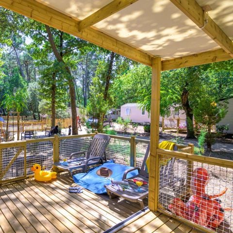 Stacaravan 5 personen - Gezin 2bed-CLIM-terras XXL Couverte-TV-LV-plancha-28m² | PREMIUM