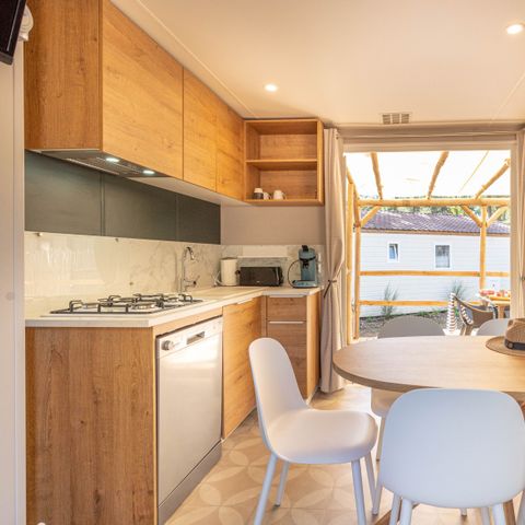 Mobilhome 6 personnes - Garden - 3 chambres-CLIM-baignoire-TV-lave-vaisselle-plancha-terrasse - Couverte-33m² - PREMIUM
