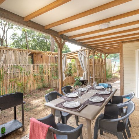 CHALET 7 personen - Tuin 3bed-bad-TV-LV-Gazon-overdekt terras-32m² | PREMIUM