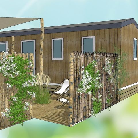 Mobilheim 10 personen - Tribu 5ch -CLIM-2 sdb-TV-LV-Plancha-überdachte Terrasse-56m² - PREMIUM