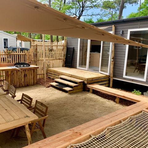 MOBILHOME 10 personnes - Tribu 5ch -CLIM-2 sdb-TV-LV-Plancha-terrasse couverte-56m² | PREMIUM