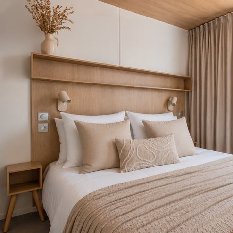 Casa mobile 6 persone - Mobil-home Cocoon - 3 camere - Da letto - 2 bagni - PREMIUM+ - 40 m² - SPA - Aria condizionata - TV - Lavastoviglie - Plancha - Terrazza coperta - Pacchetto viaggio
