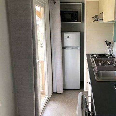 Bungalow 6 Personen - Mobilheim | Premium | 3 Zi. | 6 Pers. | Erhöhte Terrasse | Klima.