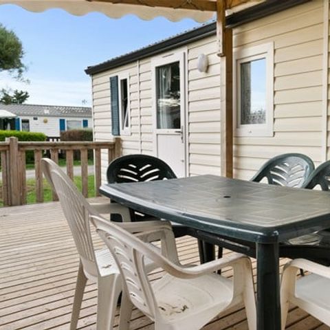 Mobilheim 6 Personen - Classic XL | 3 Zi. | 6 Pers. | Erhöhte Terrasse | Klima.