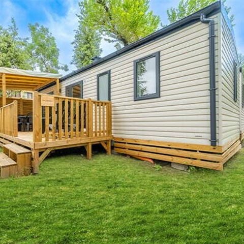 Mobilhome 6 personnes - Mobil-home | Comfort | 3 Ch. | 6 Pers. | Terrasse surélevée | 1 SDB | Clim.