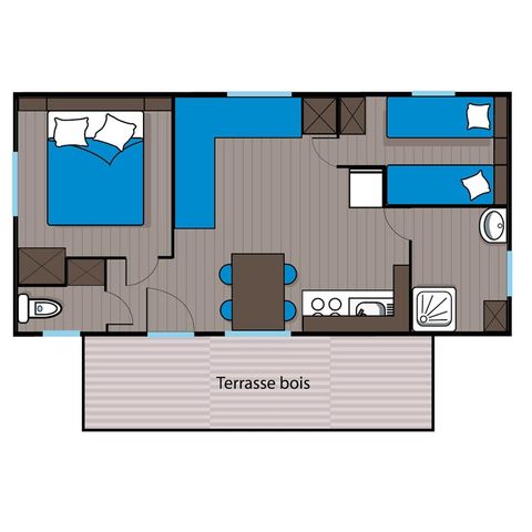 Stacaravan 6 personen - 2 slaapkamers + airconditioning (C6T)