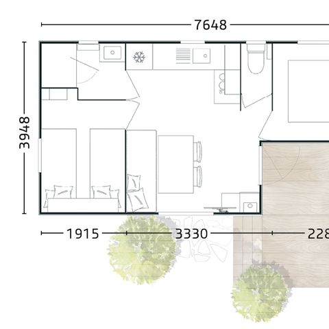 Mobile home 4 persons - Bergamo 762 TI 2 hp