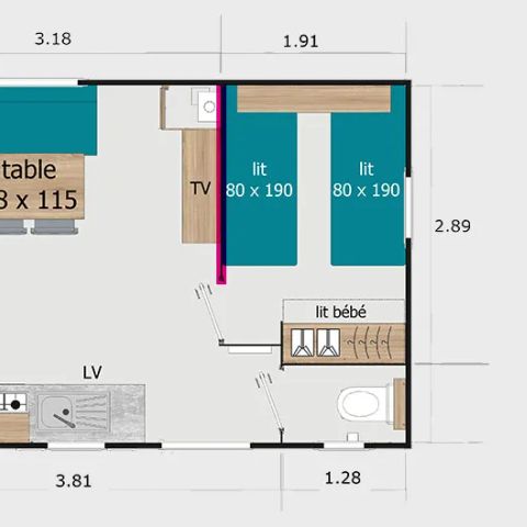 MOBILHOME 4 personnes - MOBILHOME 2 CHAMBRES 