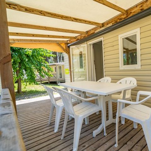 Mobilhome 6 personas - Confort | 2 Dormitorios | 4/6 Pers. | Terraza elevada | Aire acondicionado.