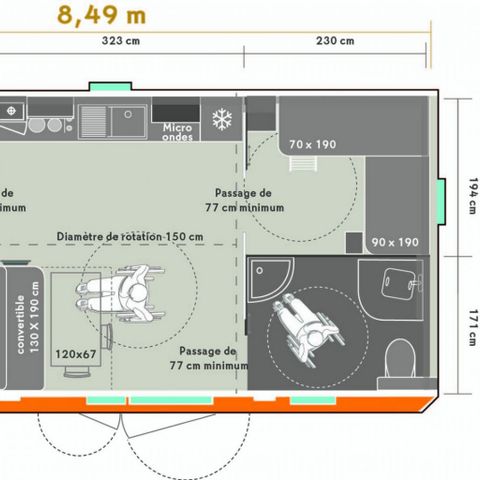 MOBILHOME 4 personnes - Mobil'home PMR 2 Chambres 4 Personnes