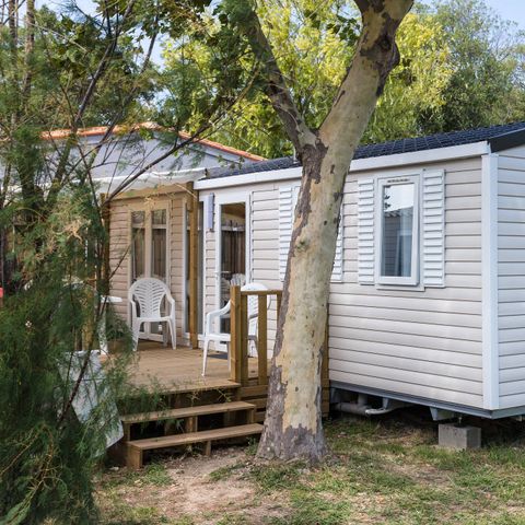 Mobilheim 6 Personen - Comfort | 3 Zi. | 6 Pers. | Erhöhte Terrasse | 1 Bad | Klimaanlage