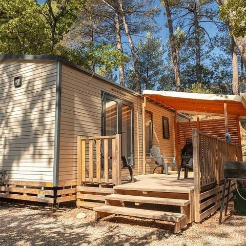 Mobilheim 6 Personen -  Comfort | 3 Zi. | 6 Pers. | Erhöhte Terrasse | 1 Bad | Klimaanlage | TV