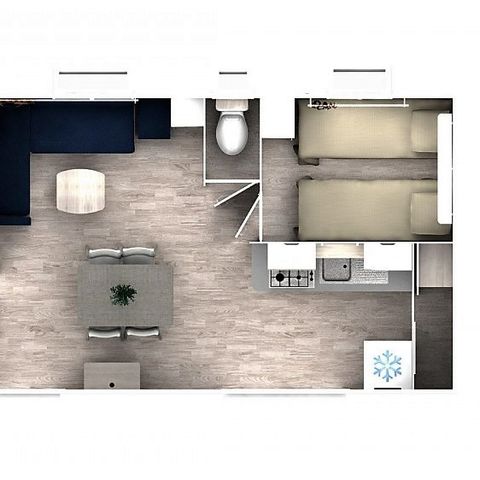 Mobile home 5 persons - COMFORT - 2 bedrooms with air conditioning + TV