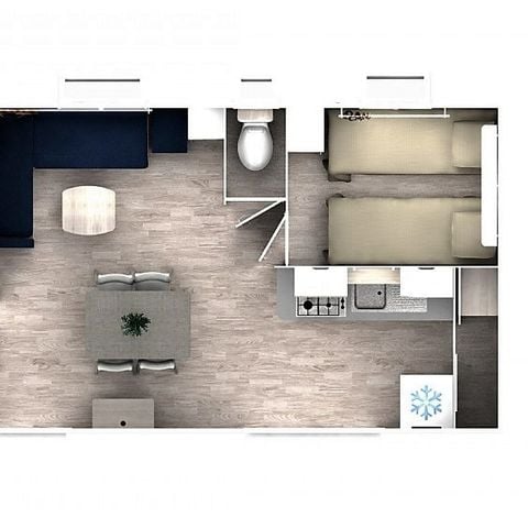 MOBILHOME 5 personas - COMODIDAD - 2 dormitorios con aire acondicionado + TV