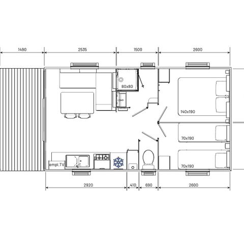 Mobile home 4 persons - ECO CLASSIQUE - 2 bedrooms with air conditioning