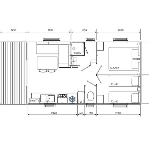 Stacaravan 4 personen - ECO CLASSIQUE - 2 slaapkamers met airconditioning