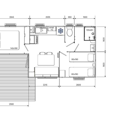 Mobile home 4 persons - ECO CLASSIQUE - 2 bedrooms with air conditioning