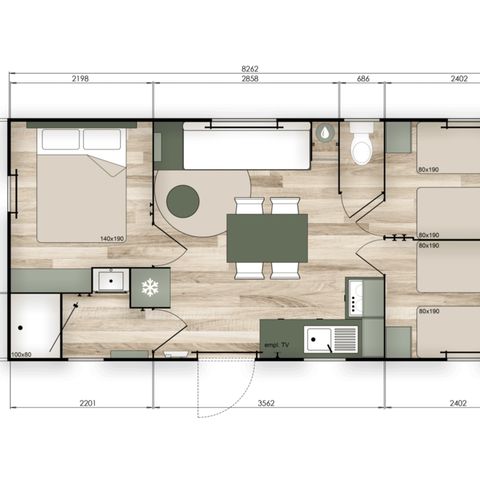 MOBILE HOME 7 people - COMFORT - 3 bedrooms with air conditioning +TV - 2026
