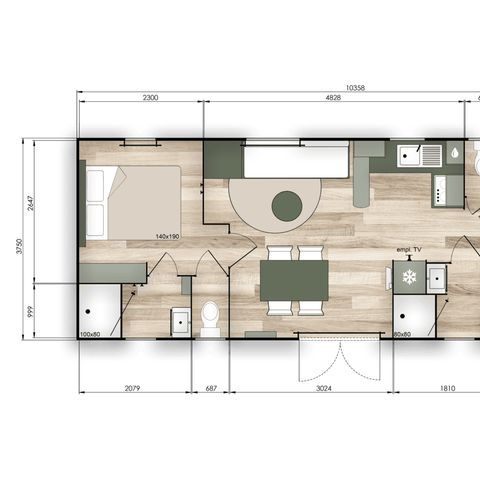 BUNGALOW 8 personnes - PREMIUM - 3 chambres avec climatisation +TV+ Plancha à gaz + 2 SDB - 2026