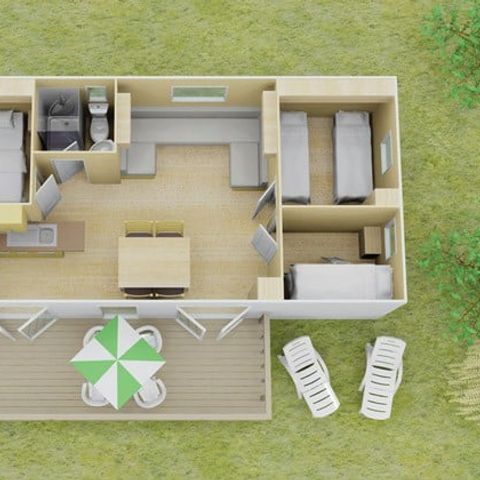 Mobile home 6 persons - Homair mobil-home au Roussillonnais Comfort | 3 Bedrooms | 6 Pers. | Raised terrace | Air-condition.