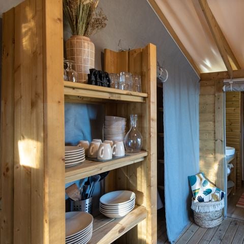 Tente en toile et en bois 5 personnes - Lodge Kamari CLASSIC Climatisé