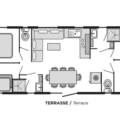 Stacaravan 8 personen - 8p - Cottage Tribu CONFORT met airconditioning