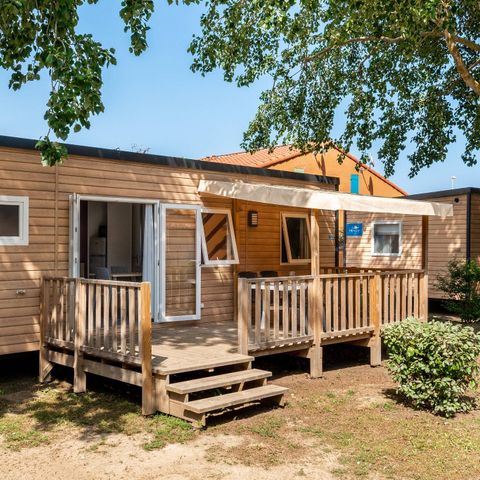 Mobilheim 6 personen - Premium Exclusive | 3 Zi. | 6 Pers. | Erhöhte Terrasse | Klimaanlage | TV