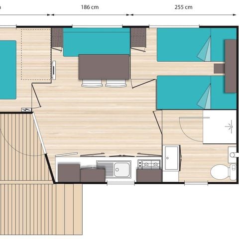 Mobilhome 6 personnes - CONFORT Evasion - 2 chambres - 4 Adultes - Maxi - 2 Enfants - 18 ans