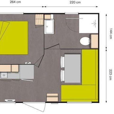 MOBILHOME 3 personnes - CONFORT Escapade 1 Chambre (2 Adultes maxi + 1 Enfant de - 18 ans)