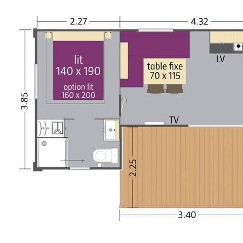 Stacaravan 6 personen - Stacaravan PREMIUM Alizé 2 Slaapkamers / 2 Badkamers (Max. 4 Volwassenen + 2 Kinderen tot 18 jaar)